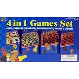 4 In 1 Games Set - Chess, Checkers, Parchisi, Snakes & Ladders