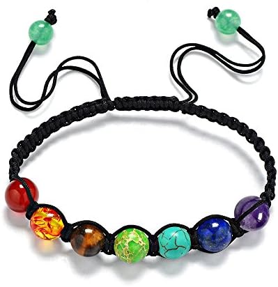7 Chakra Reiki Healing Balance Natural Gemstone Round Beads Bracelet (SF01-1)