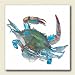 AbsorbaStone Coaster set~ Blue Crab ~ 4 Tile Drink Coasters ~ code 876