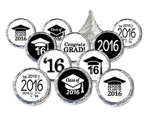 Class of 2016 Graduation Stickers for Hershey Kisses, Set of 324 (Black and White)