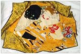 Prettystern - 90cm X 90cm Kunstdruck Jungendstil Seidentuch - Gustav Klimt - der Kuss
