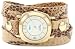La Mer Collections Women's LMODY3005 Odyssey Wrap Collection Cr&egrave;me Brown Snake Watch