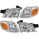 4 Piece Set of Headlights with Signal Side Marker Lamps Replacement for Chevrolet Buick Pontiac Van 10368389 10368388 15130499 15130498