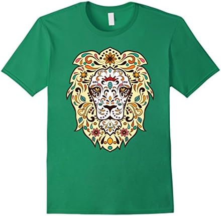 Lion Sugar Skull Design T-Shirt - Male 2XL - Kelly Green