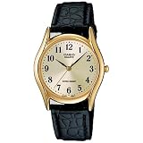 Casio Men's MTP1094Q-7B2 Leather Quartz Watch with Silver Dial