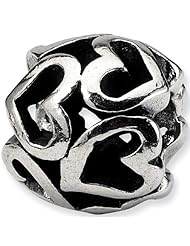 Reflection Beads Silver Hearts Stuck Together Love Bead
