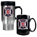 Chicago Fire MLS Stainless Steel Travel Mug and Black Ceramic Mug Set - Primary Team Logo by Great American Products