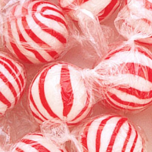 Jumbo Red & White Peppermint Hard Candy Balls 1LB Bag
