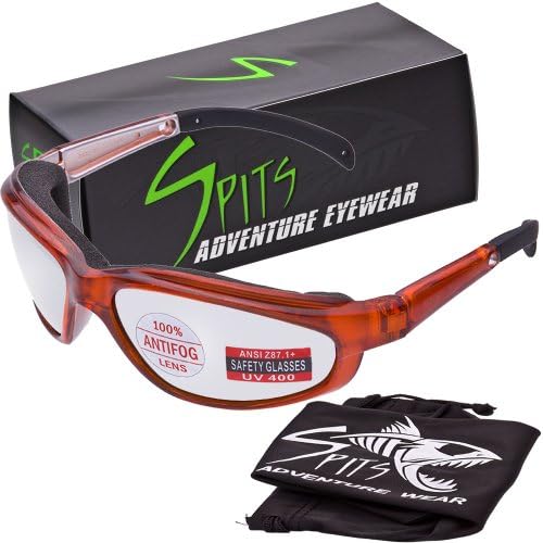 PAGOS Safety Glasses - Foam Padded - Crystal Orange Frame - CLEAR Anti-Fog Lens