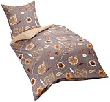 Fleuresse modern garden 112680 Fb. 3 Mako-Satin Bettw&auml;sche / 155 x 220 cm honig