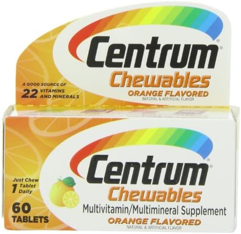 Centrum Chewable Multivitamin, Orange Flavored, 60 Tablets by Wyeth Consumer Healthcare