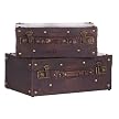 Set of Two Decorative Travel Trunks - Brown