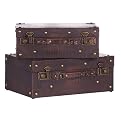 Set of Two Decorative Travel Trunks - Brown