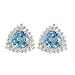 14K Yellow Gold 1/4 ct. Diamond and 6 x 6 MM Trillion Cut Blue Topaz Earrings