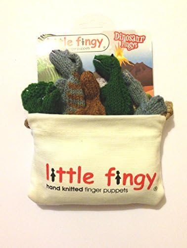 Dinosaur Fingys - Hand Knitted Finger Puppets With Canvas Storage Bag by Little Fingy
