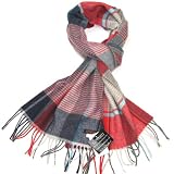 Striped & Check Wool Scarf for Men - Men's Striped Multicoloured Checked Lambswool Scarf - Lovarzi - Made in Scotland - Winter Scarves