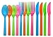 DirectGlow Assorted Neon UV Blacklight Reactive 48 piece Plastic Cutlery Set