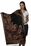 Jamavar Shawl / Wrap with Antique Floral, Checks and Paisley (28"X78") - 14 Vibrant Theme