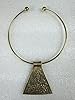 Tribal Choker Necklace Brass Tone Pendant Metal Statement Necklace Holiday Gift