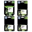 HP 920XL Four Pack Black and Colors Ink Cartridge Set - (Black CD975AN, Yellow CD974AN, Cyan CD972AN, Magenta CD973AN) Sold in Retail Packaging