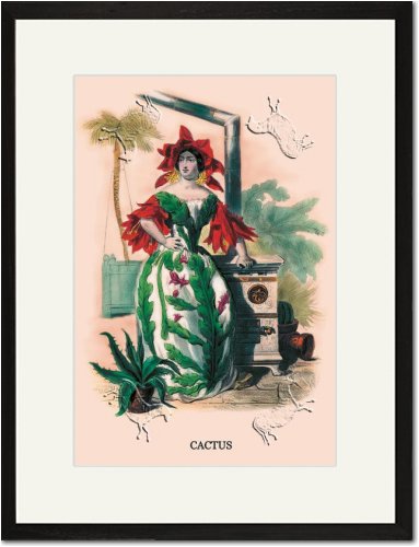 Black Framed Matted Print 17x23 - Cactus