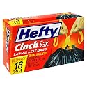 Hefty Cinch Sak, 39 Gallon Lawn and Leaf Bags, Case Pack, Six - 18 Count Boxes (108 Bags)