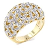 14K YG Diamond Domed Weave Ring