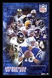 Superstars of NFL (Manning, Lewis, Moss, Sapp, Favre, Faulk, George, Warner) White Wood-Mounted Sports Poster Print 24