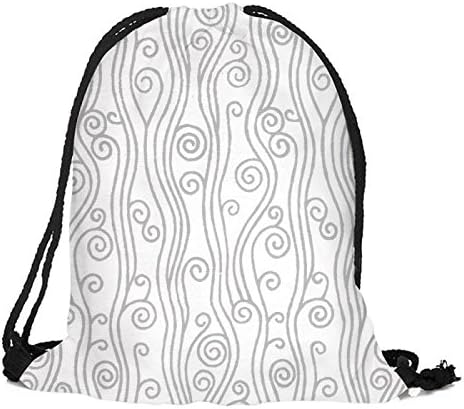 Travel Drawstring Backpack Swirly-Pattern-On-White Sports Portable Sackpack