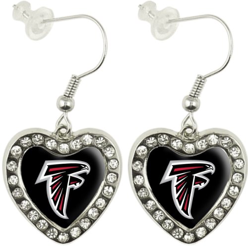 NFL Atlanta Falcons Crystal Heart Earrings with Team Logo