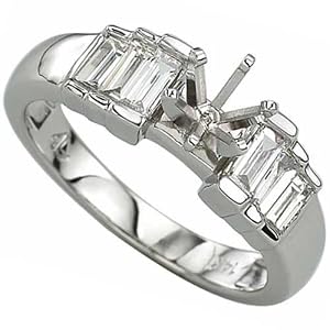 14Kt White Gold Ravishing Diamond Engagement Ring, Semi-Mount Setting