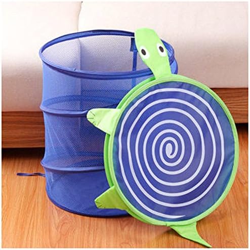 SNW Cartoon Ramie Cotton Fabric Folding Laundry Hamper Storage Basket Dirty Clothes Hamper Basket for Kids and Baby Toys Basket,Tortoise