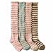 Deer Mum Girl Cute Solid Color Knee High Cotton Socks(4 Pairs)