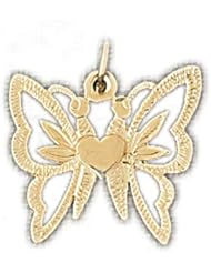 Dazzlers Solid 14k Gold Butterfly Charm Pendant Available in three colors from jewelsberry (weights: 1.4 grams only)