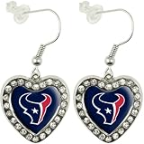 NFL Houston Texans Crystal Heart Earrings with Team Logo