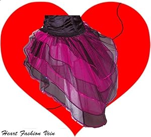 Neon Hot Pink Black Peacock Bustle Sequins 5 Layer Tutu Skirt Halloween