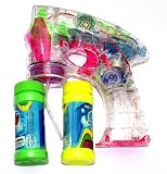 Seifenblasenmaschine Seifenblasen-Pistole transparent mit LED Leuchten - 
