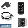 Black Rubberized Snap On Crystal Hard Case + Clear LCD Screen Protector + Rapid Car Charger + USB Data Cable for AT&T LG Xenon GR500 Cell Phone