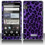 Premium - Motorola A955/DROID 2 Purple/Black Leopard Cover - Faceplate - Ca ....