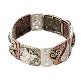 Happiness Joy Tri Tone Casting Stretch Bracelet Fashion Jewelry
