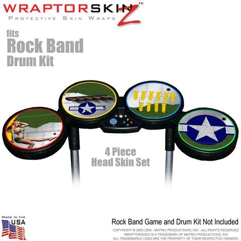 WWII Bomber War Plane Skin by WraptorSkinz fits Rock Band Drum