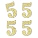 Gold Glitter 5 - No-Mess Real Gold Glitter Cut-Out Numbers - 5th Birthday Party Confetti - Set of 24