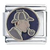 Sherlock Holmes Face Italian Charms Bracelet Link