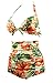 Cocoship Retro Peach Hibiscus & Beige Floral Halter High Waisted Bikini Bathing Suit Swimsuit L(FBA)