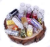 EOZY 20Couleurs Nail Art Mini Bouteille Brillant Strass Poudre Ongle Manucure Décoration