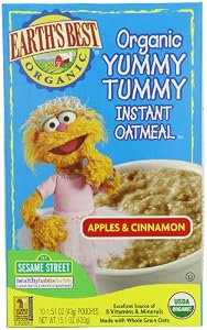 Earth's Best Organic Yummy Tummy Instant Oatmeal, Apple Cinnamon, 10-Count (Pack of 6)