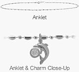 Sterling Silver Dolphin Charm Bead Style Anklet