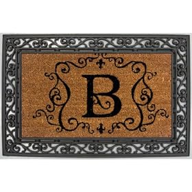 Monogram Coir Doormat Insert with Rubber Base Frame - B by 