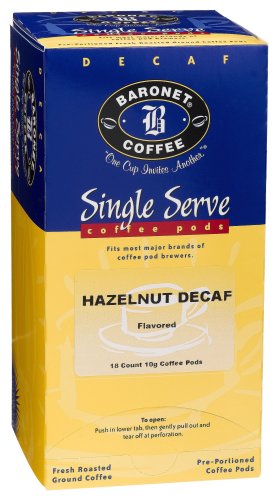 Baronet Coffee Decaf Hazelnut Coffee Pods, 18-Count Boxes (Pack of 4) by Baronet Coffee