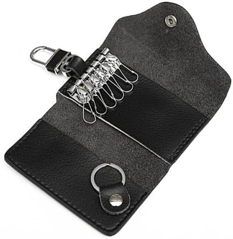 Soft Men's Leather Wallet Car Key Chain Holder Accessory 6 Ring Pouch Purse Case BLACK